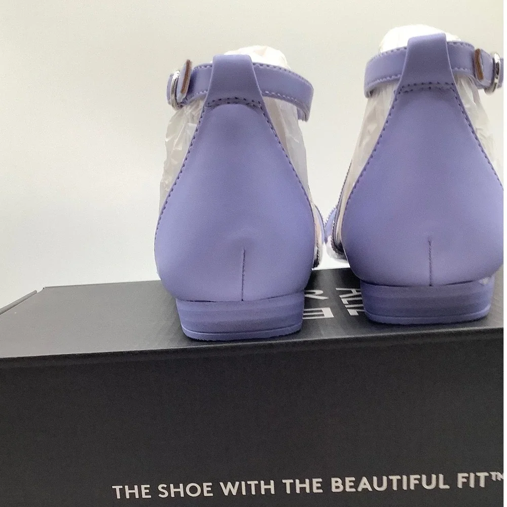 Naturalizer Sicily Lavender Rhinestone Flat Sandals Square Toe Ankle Strap NEW 6
